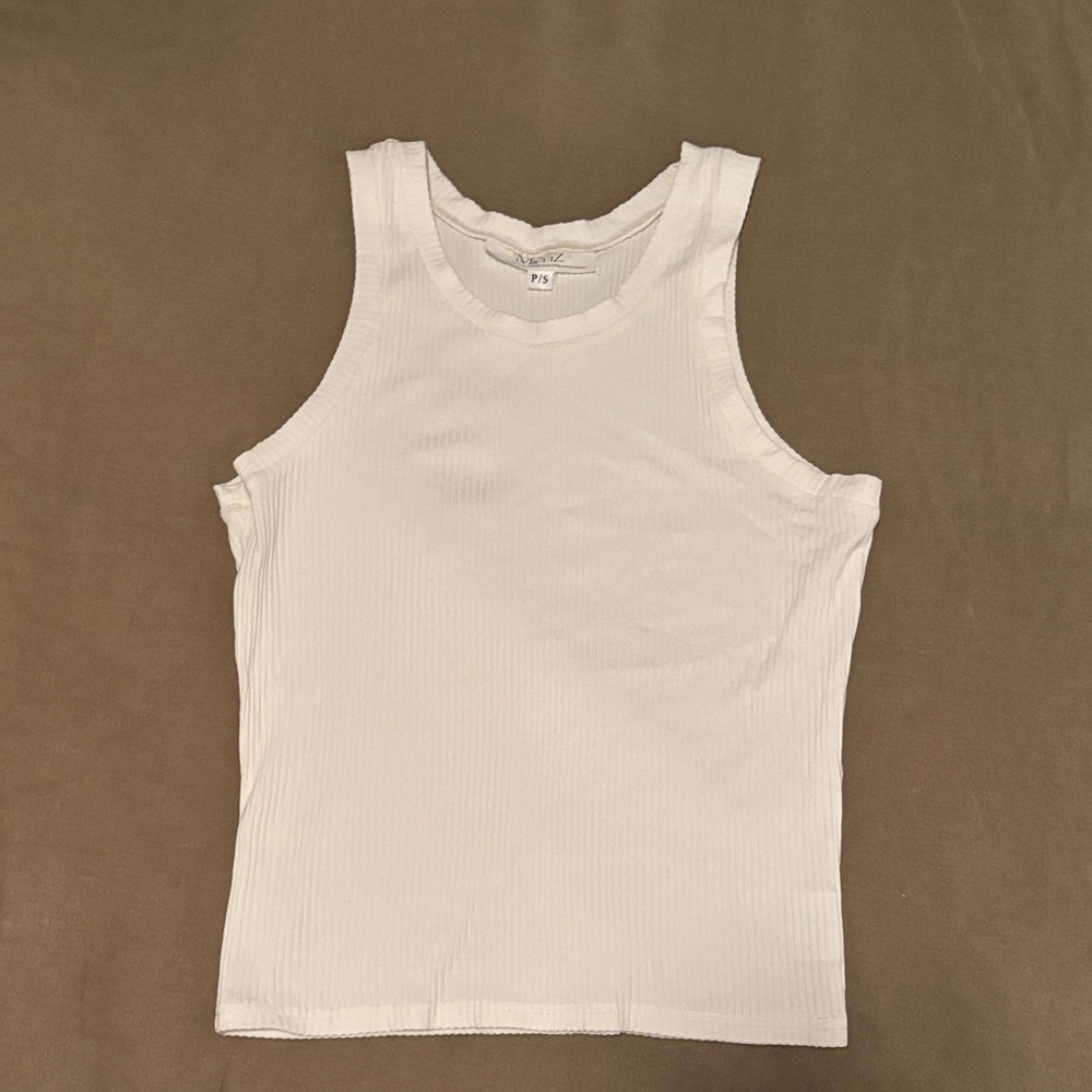 Mimz White Ribbed Tank Top